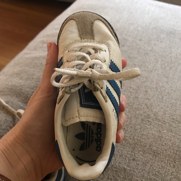 SOLD on Mercari.  Toddler size 6.5 white & blue Samoa Adidas shoes - Picture 6 of 6